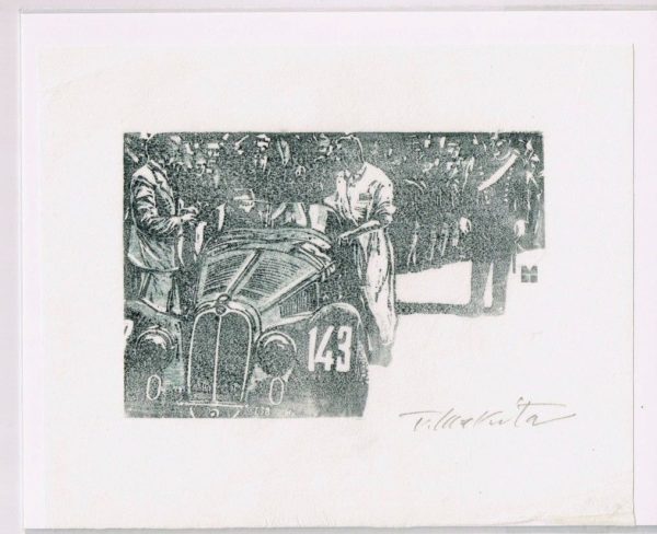 Xilografia Alfa Romeo 8C 2900B Spider MM, Mille Miglia 1938 - Tetsuaki Makita