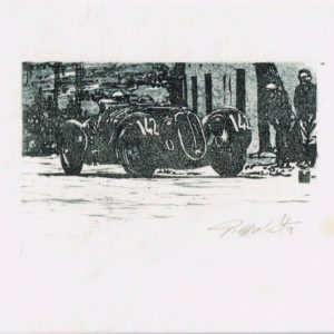Xilografia Alfa Romeo 8C 2900B Spider MM, Mille Miglia 1938 - Tetsuaki Makita
