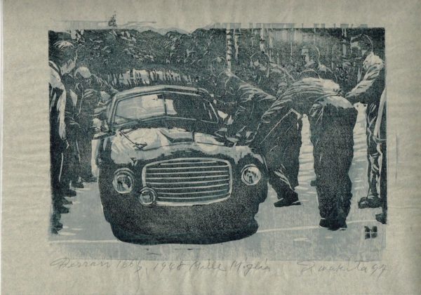 Xilografia Ferrari 166 S Allemano, Mille Miglia 1948 - Tetsuaki Makita