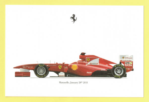 Cartolina Dati Tecnici Ferrari 150° Italia