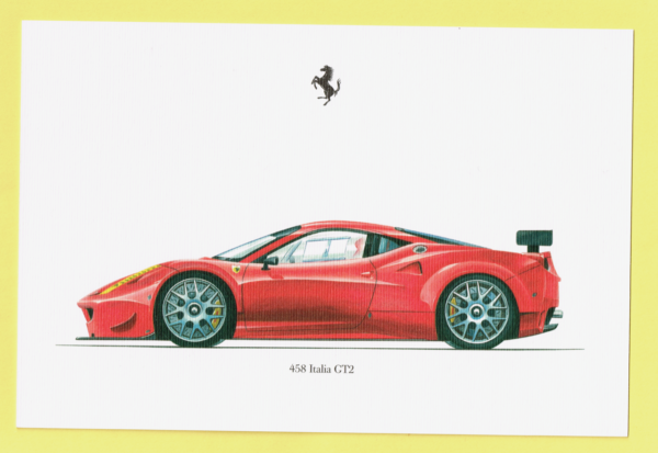 Cartolina Dati Tecnici Ferrari 458 Italia GT2