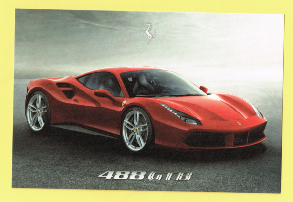 Cartolina Dati Tecnici Ferrari 488 GTB