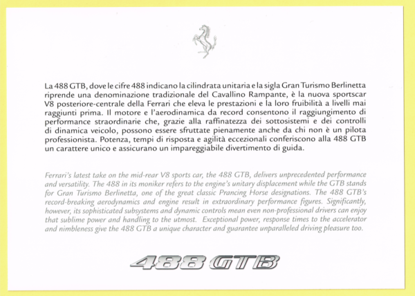 Cartolina Preview Ferrari 488 GTB - immagine 2