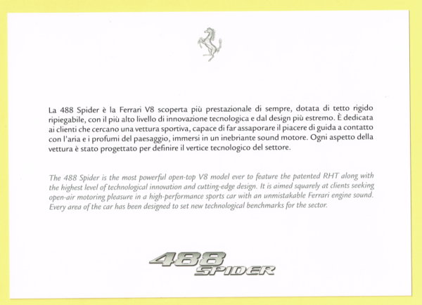 Cartolina Preview Ferrari 488 Spider - immagine 2
