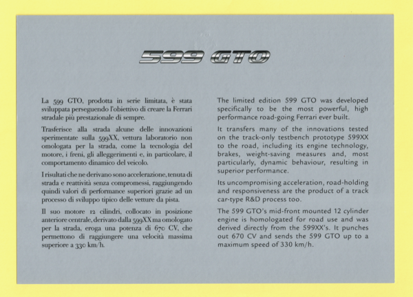 Cartolina Preview Ferrari 599 GTO - immagine 2