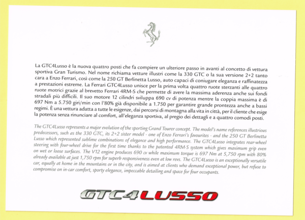 Cartolina Preview Ferrari GTC4 Lusso - immagine 2