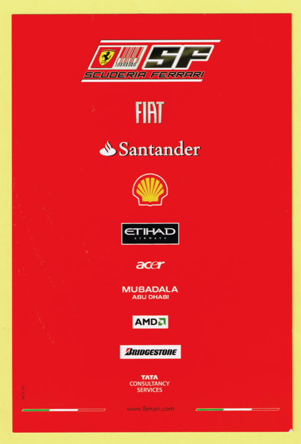 Cartolina Scuderia Ferrari 2010 Giancarlo Fisichella #3671/10 - immagine 2