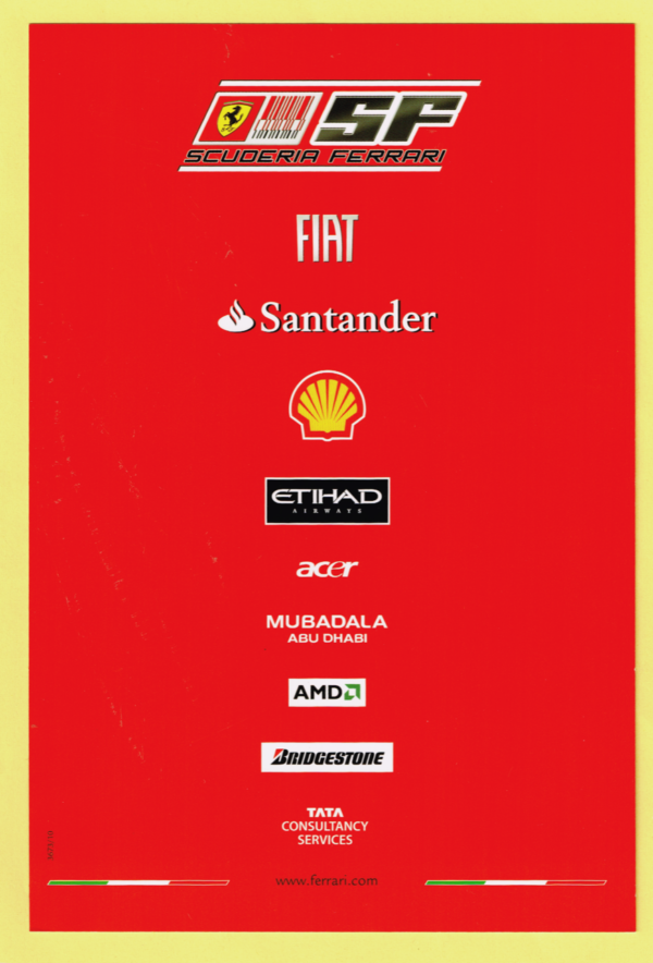 Cartolina Scuderia Ferrari 2010 Marc Gené #3673/10 - immagine 2