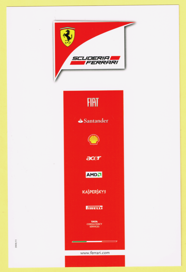 Cartolina Scuderia Ferrari 2011 Fernando Alonso #3909/11 - immagine 2