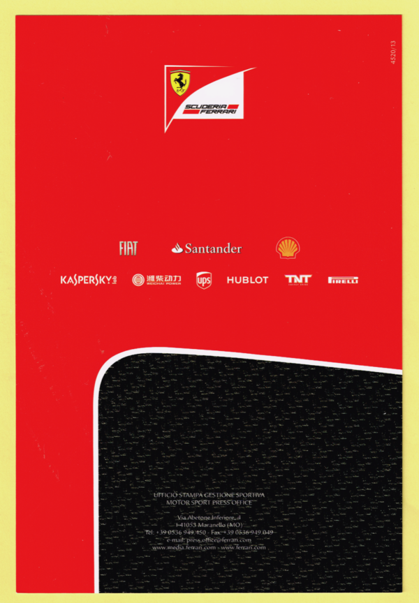 Cartolina Scuderia Ferrari 2013 Marc Gené #4520/13 - immagine 2