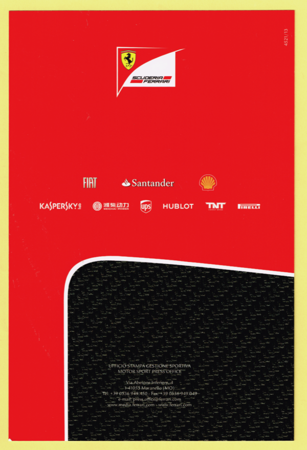 Cartolina Scuderia Ferrari 2013 Pedro de la Rosa #4521/13 - immagine 2