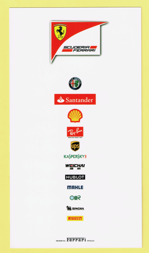 Cartolina Scuderia Ferrari 2017 Kimi Raikkonen - immagine 2