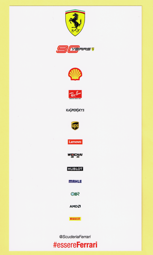 Cartolina Scuderia Ferrari 2019 90 Years Sebastian Vettel - immagine 2