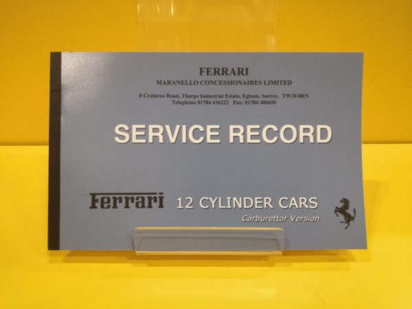 Ferrari Service Record for 12 Cylinder Carburettor Cars