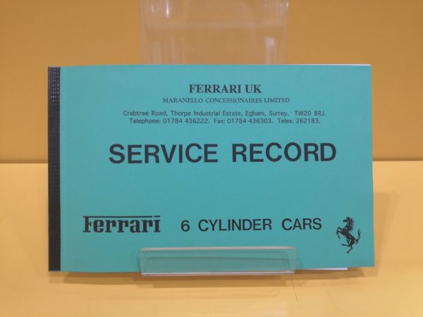 Ferrari Service Record for 6 Cylinder Cars