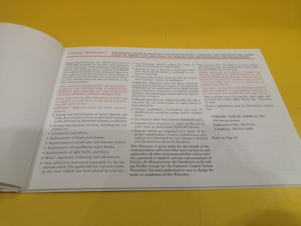 Ferrari Warranty Card and Owner's Service Book #1640/00 - immagine 4