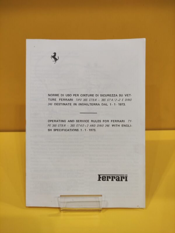 Ferrari 365 GTB/4 (Pop-Up) - Uso e Manutenzione #74/73 - immagine 4