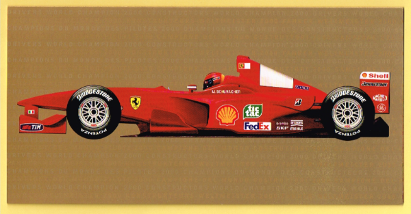 Cartolina Ferrari Auguri per Buon Natale 2000 & Felice Anno Nuovo 2001 #1645/00