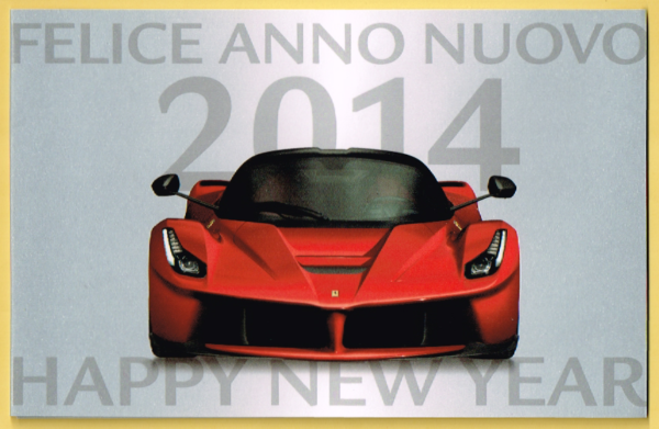 Cartolina Ferrari Auguri per Buon Natale 2013 & Felice Anno Nuovo 2014