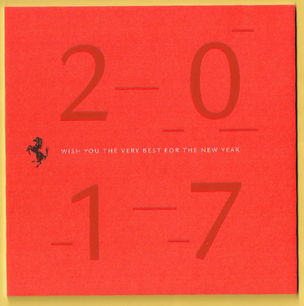Cartolina Ferrari Auguri per Buon Natale 2016 & Felice Anno Nuovo 2017
