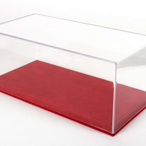 Vetrinetta con Base in Alcantara Rosso con Cucitura Nera per Modelli Scala 1:18