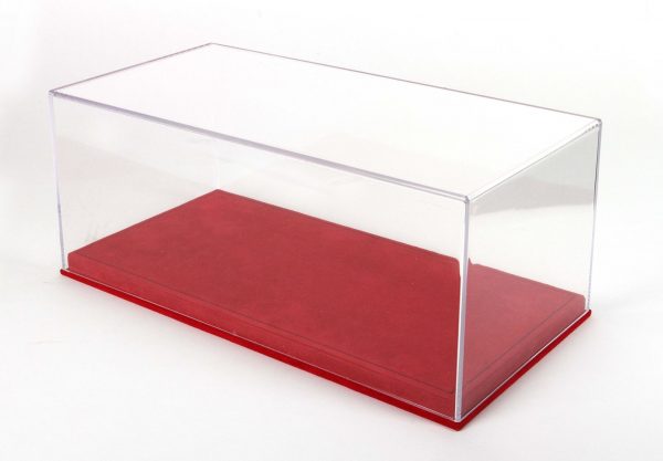 Vetrinetta con Base in Alcantara Rosso con Cucitura Nera per Modelli Scala 1:18