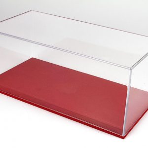 Vetrinetta con Base in Alcantara Rosso con Cucitura Rossa per Modelli Scala 1:18