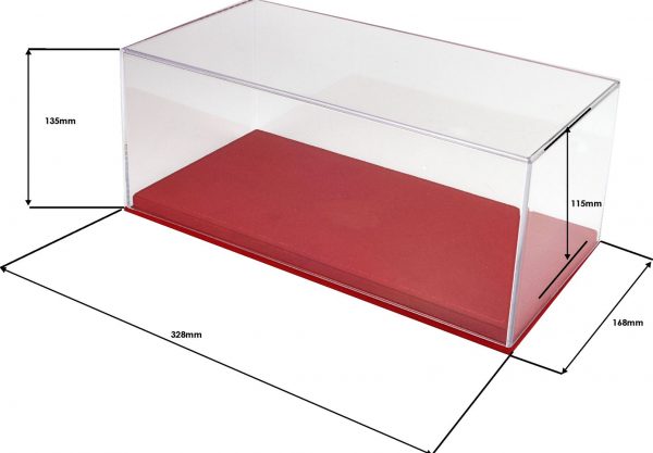 Vetrinetta con Base in Alcantara Rosso con Cucitura Rossa per Modelli Scala 1:18 - immagine 2