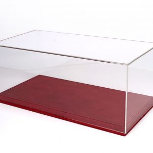 Vetrinetta con Base in Ecopelle Rossa per Modelli Scala 1:18