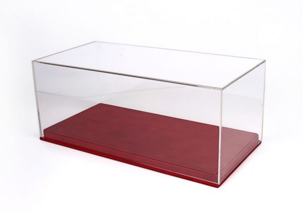 Vetrinetta con Base in Ecopelle Rossa per Modelli Scala 1:18